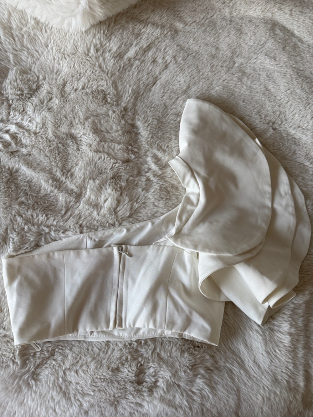 Showpo One-Shoulder White Ruffle Crop Top - Picture 2 of 3